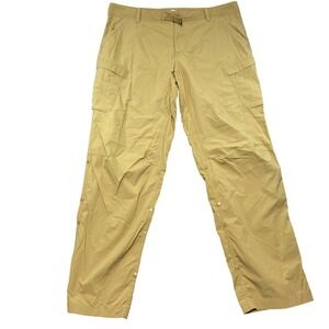 REI Co-op Mens Sahara Relaxed Cargo Hiking Pants Tan Khaki 38x32 Nylon Belted